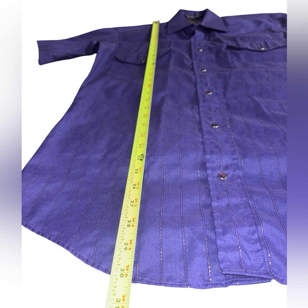 Vintage Panhandle Slim Western Shirt Purple Stripe Pearl Snap Size 15 - Picture 4 of 5